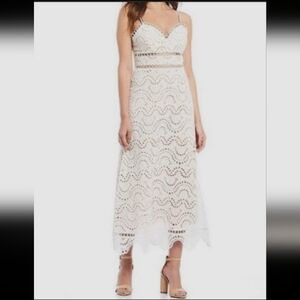 Gianni Bini Cream Asymmetrical A-Line Maxi Skirt